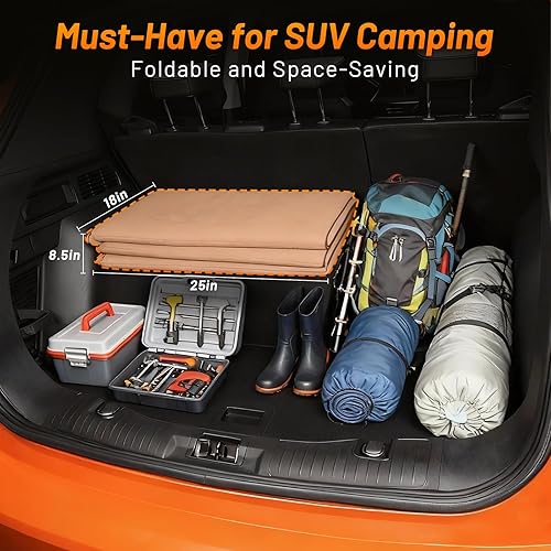 Miniatura 5 de Colchón para maletero de automóvil, material grueso, colchón extendido libre de inflables con 2 almohadas, tapete portátil para dormir para el hogar