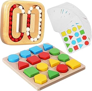minkissy 1 Ensemble Jeu de Puzzles Bois pour Seniors Activités Cognitives Éducatives et Jeux de Perles Roulantes pour Éveil Mental des Personnes Âgées