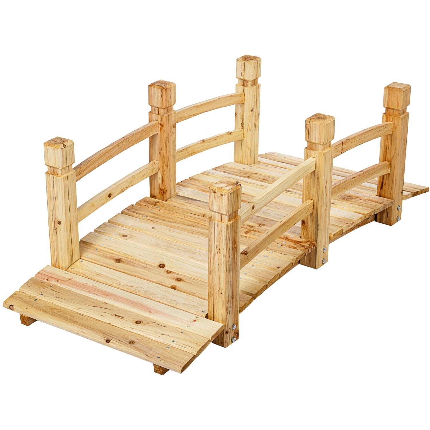 STILISTA Pont en Bois avec Balustrade 150 x 65 x 53 cm, huilé, Charge maximale 150 kg, Choix de Couleurs, Brun Clair