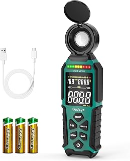 Gedaye Light Meter 0-400,000 Lux Foot Candles, Temperature, 2.8" Color Backlit Display - Handheld Luxmeter for Plants, Offices, Photography
