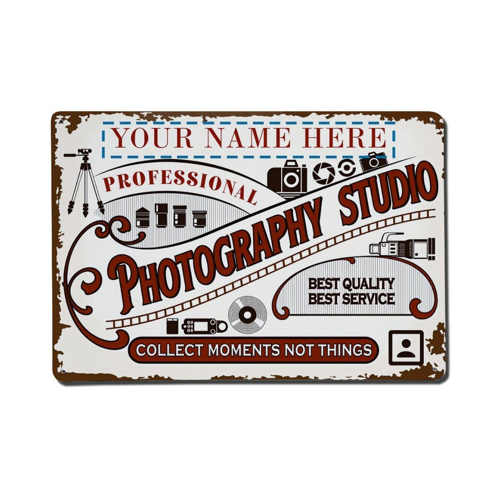 Professional Photography Studio Sign Tin Sign Vintage Metal Poster, Home Bar Garage Man Cave Cafe Indoor & Outdoor Wall Decoration 8x12Inches