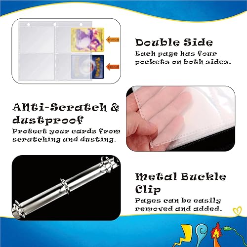 Miniatura 4 de Carpeta de tarjetas de 4 bolsillos para 400 tarjetas de intercambio estándar, carpeta de álbum de tarjetas coleccionables con cremallera para