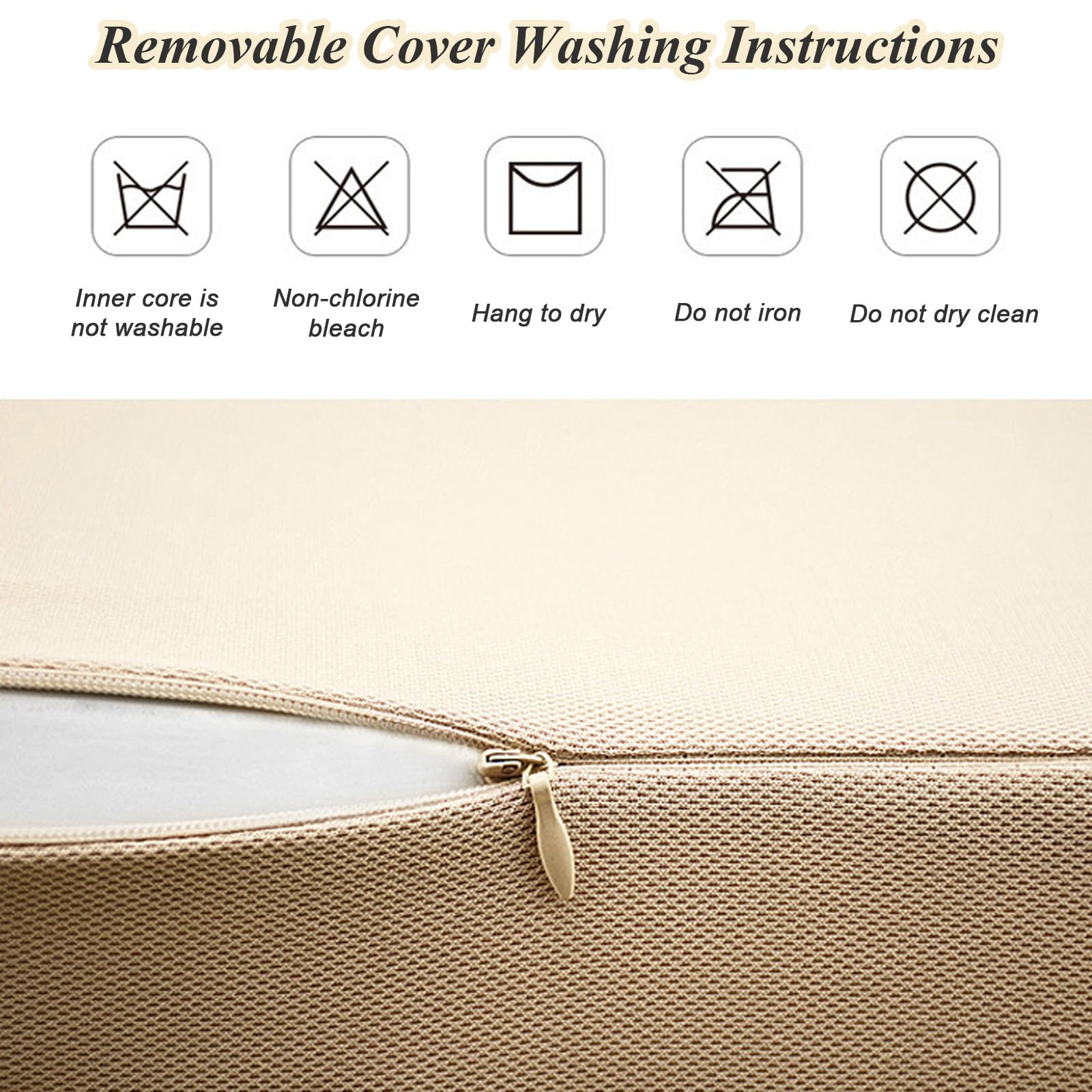Cojin Asiento Coche Conductor Cuña - Cojin Coxis Ciatica de Espuma Viscoelástica - Cojin Silla Oficina Ergonomico, Antideslizante, Funda Lavable,Beige