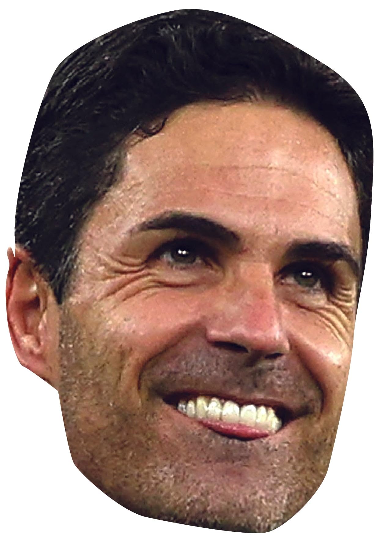 FoxyPrinting Mikel Arteta Arsenal 1 Face Mask – Arsenal Manager Celebrity Card Mask – Celebrity Mask for Stag Do, Hen Night, Fancy Dress & Costume Parties – Funny Adult Card Mask
