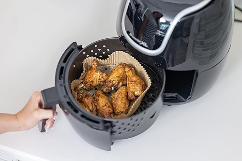 Miniatura 4 de Revestimientos para freidora de aire, perforados con agujeros, 100 piezas, 6.3 pulgadas, redondos, se adapta a 2-6QTS, forro desechable para