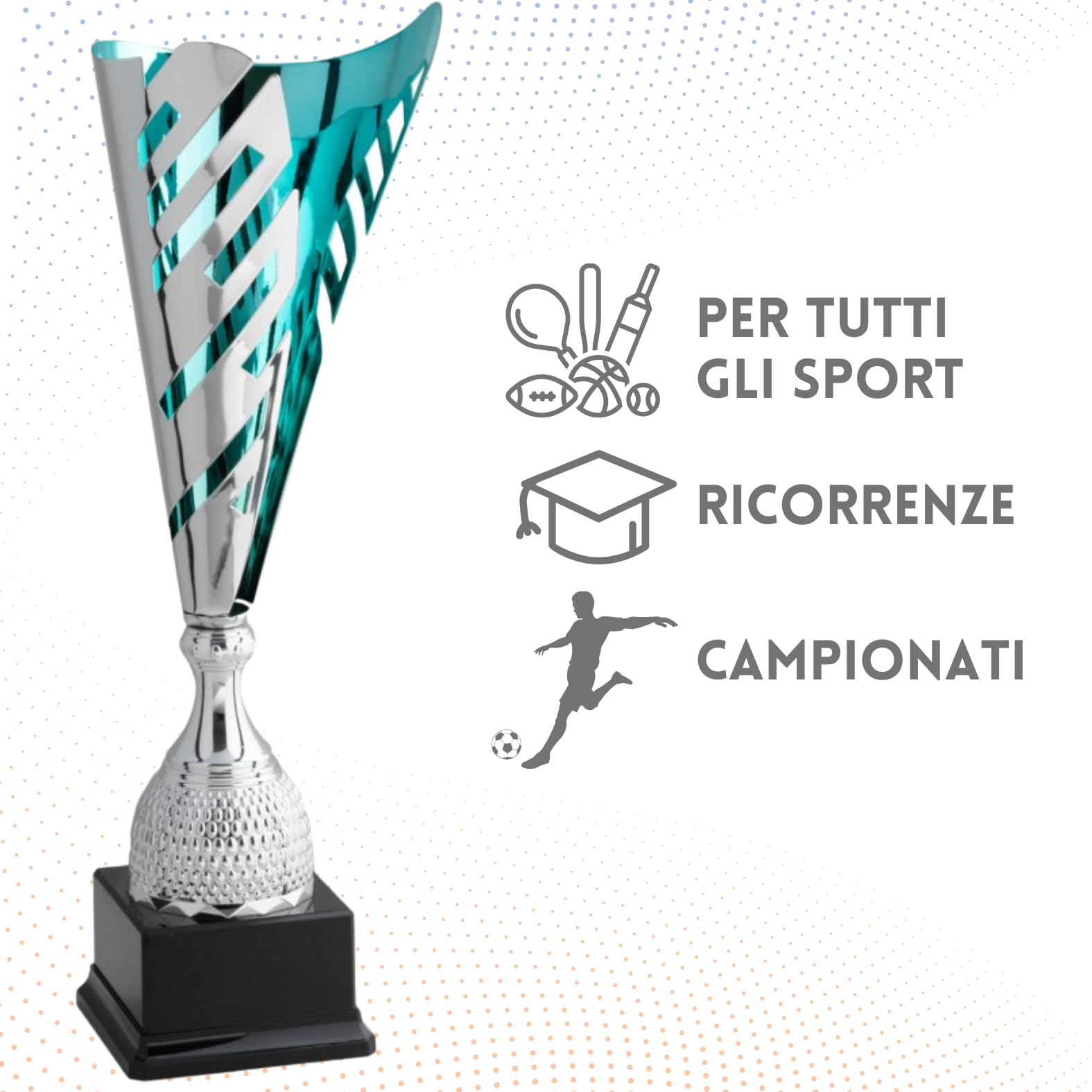 Coppa Trofeo Personalizzabile Grande in Metallo Varie Misure Calcio, Fantacalcio, Tennis, Padel, Basket Premiazioni Sportive ed Eventi con Targhetta Personalizzata cod 4.501