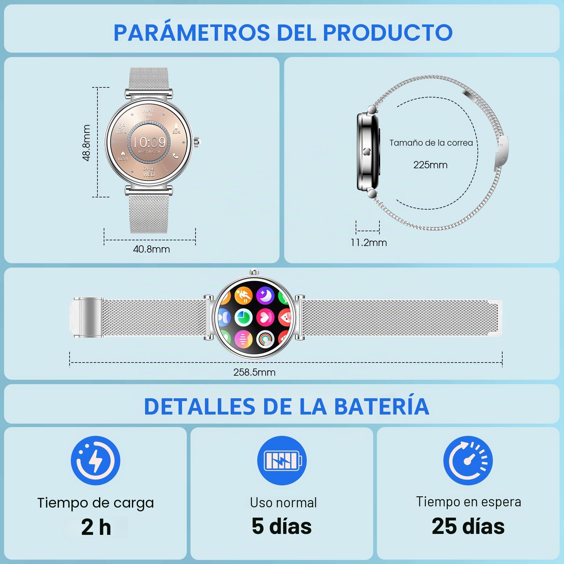 Reloj Mujer Inteligente con Llamadas, 1,3" Smartwatch con 120+ Modos Deportivo, Reloj Digital Mujer, Monitor Sueño, IP67 Pulsera Actividad Pulsómetro/Podómetro, Smart Watch para Android iOS
