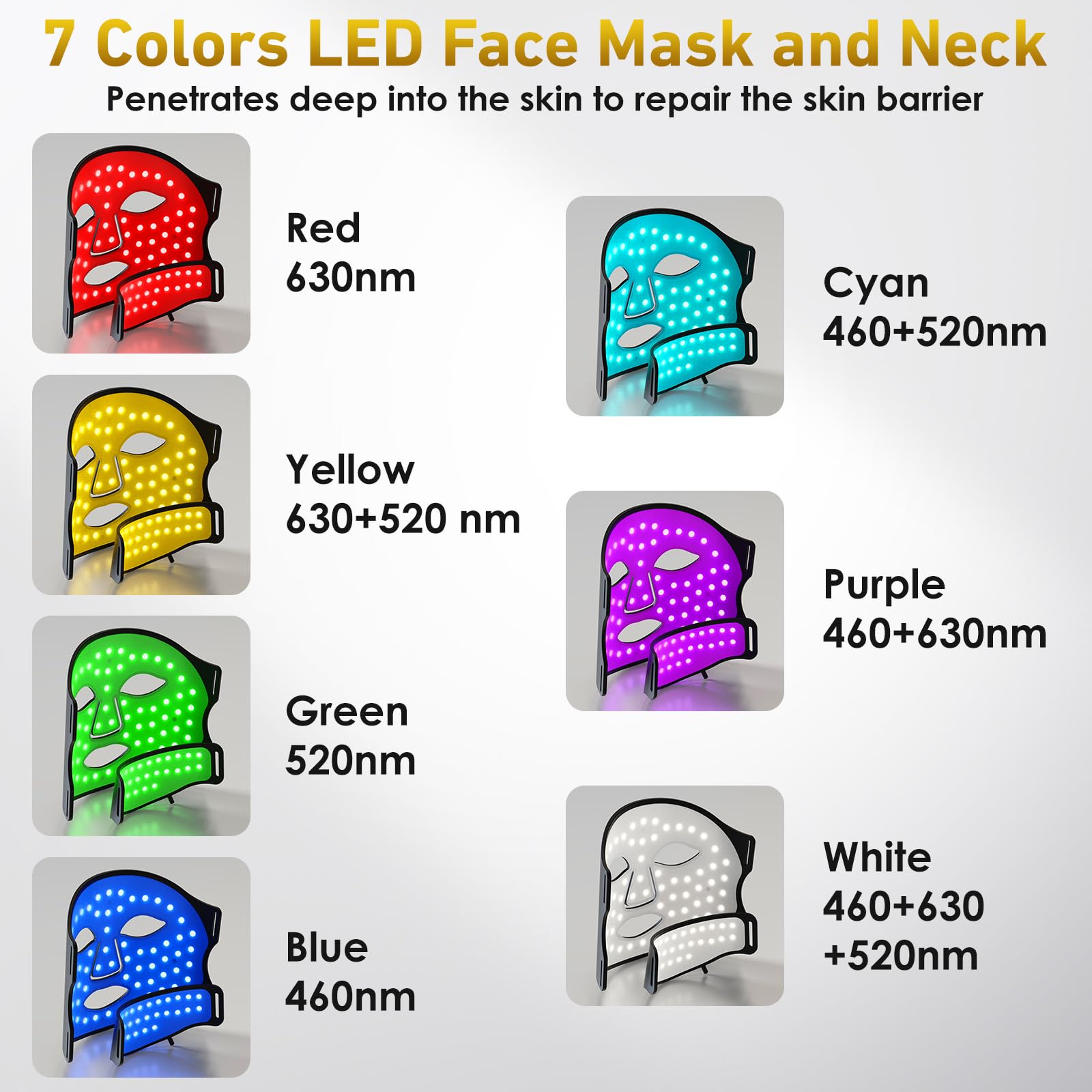 LED Face Mask and Neck, Ntyikul Red Light Mask with 7 Colors, 5 Brightness Levels,LED Face Mask with Eye Protection - Image 4