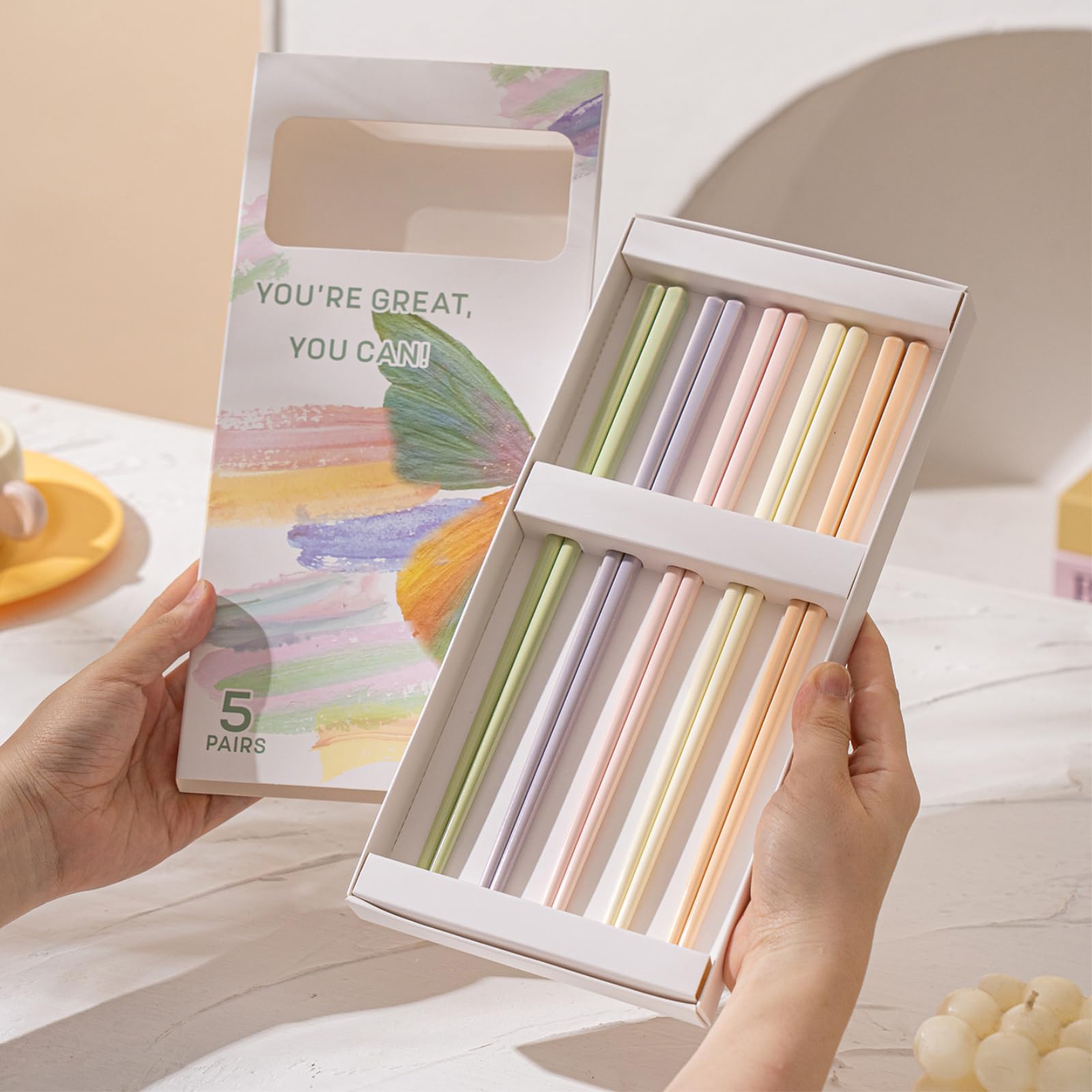 Lot de 3 paires de baguettes en céramique pour la maison simple personnalité de la vaisselle en forme de cocon en papillon