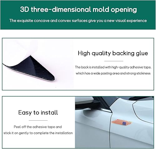 Miniatura 9 de 2 emblemas de bandera tricolor 3D, emblema de aluminio para guardabarros delanteros de automóvil, calcomanías para automóviles y calcomanías de