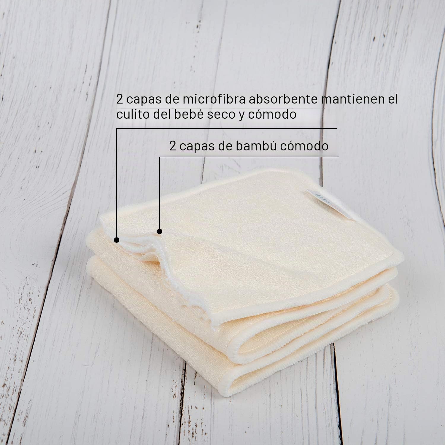 ALVABABY forros de bambú viscosa de 4 capas reutilizables para pañales de Tela 12pcs 12MB-ES