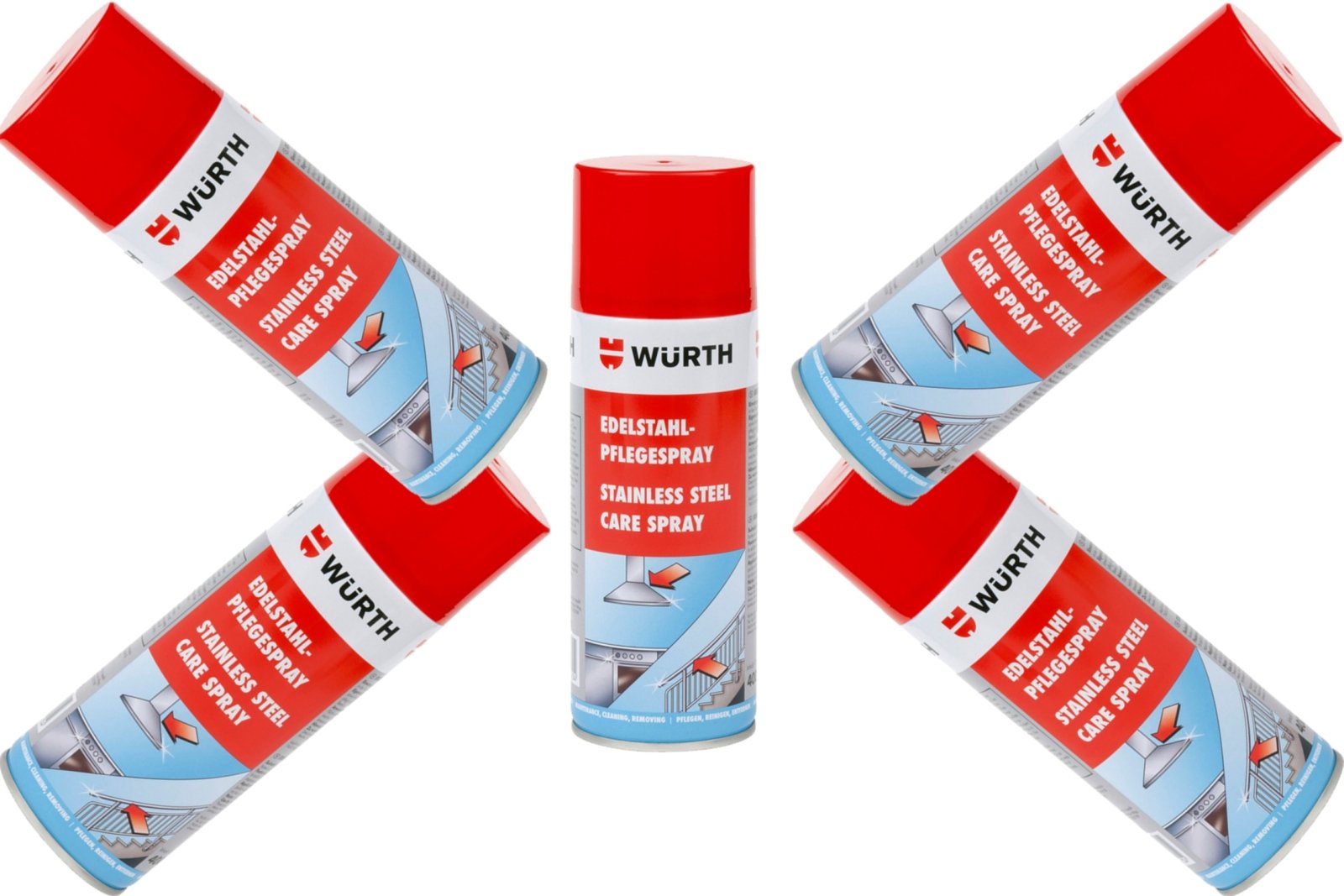Würth Lot de 5 sprays d'entretien pour acier inoxydable 400 ml