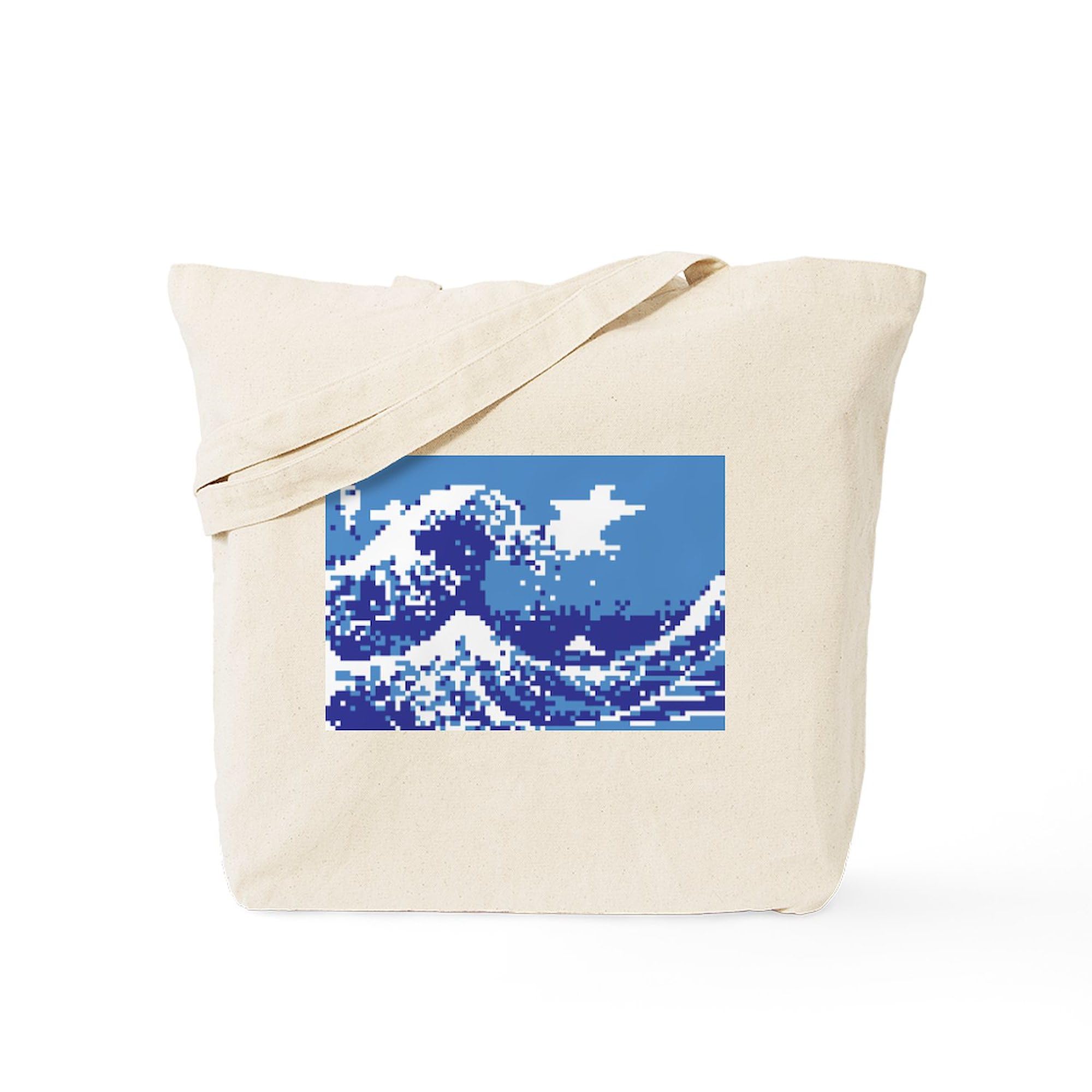 Amazon.com - CafePress Pixel Tsunami Blue Tote Bag Reusable
