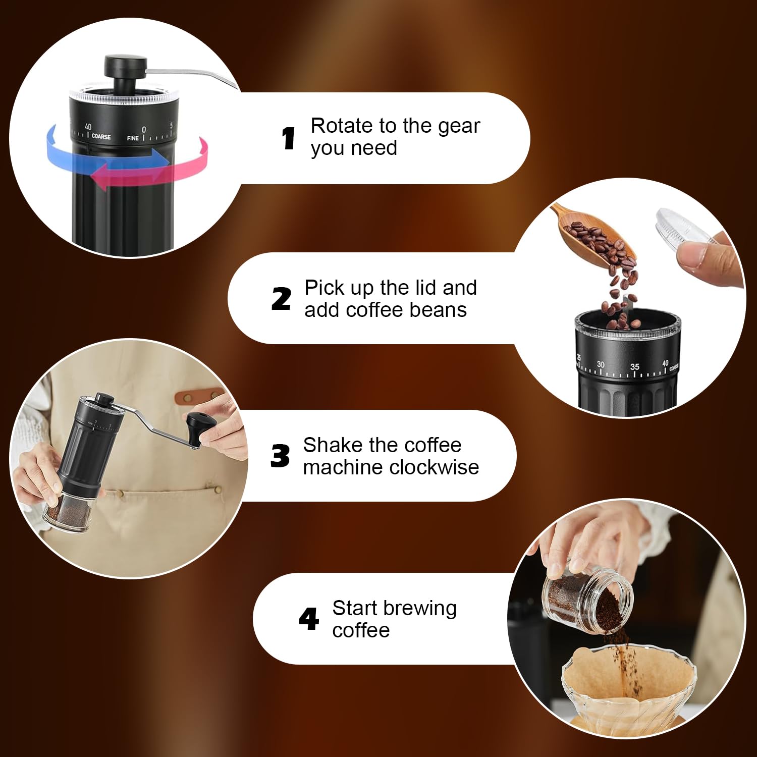 Zewnętrzny regulowany ręczny młynek do kawy, przenośny młynek do kawy, stożkowy do espresso, francuskiej prasy do espresso, do podwójnego łożyska, zewnętrzna regulacja pojemności 25 g