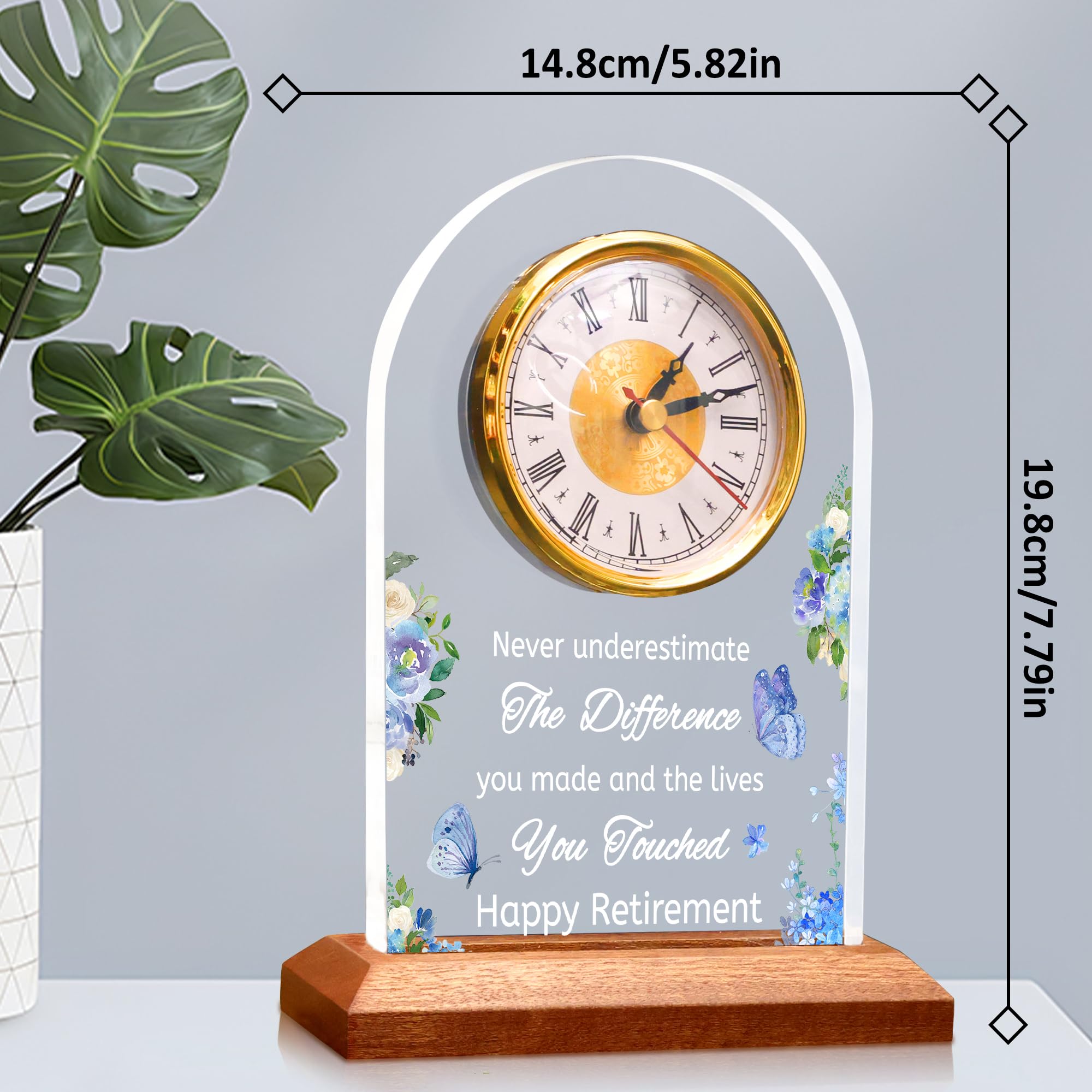 Light Up Quartz Clock Retirement Gifts for Women Men,Retirement Quartz Desk Clock with LED Wooden Base - Image 2