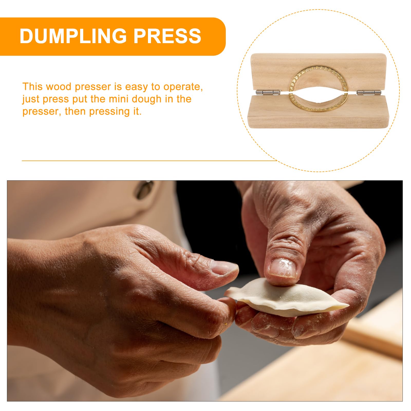 TOPBATHY Compact Wooden Dumpling Maker, Reusable Dumpling Press for Home Hotels, Restaurants - Image 3