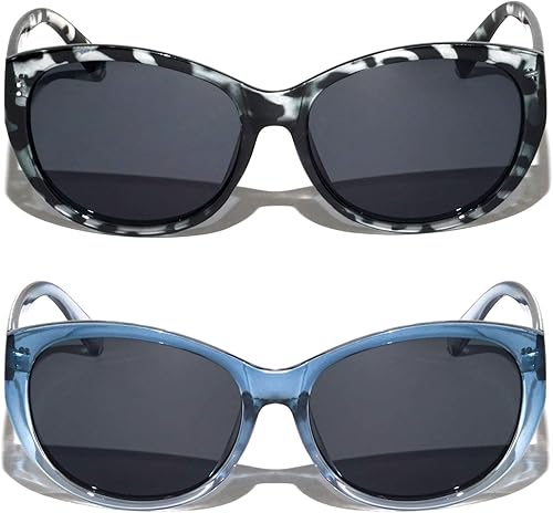 Miniatura 5 de V.W.E. 2 pares de lentes de sol de lectura para exteriores para mujer, de gran tamaño, con lente completa, leopardo