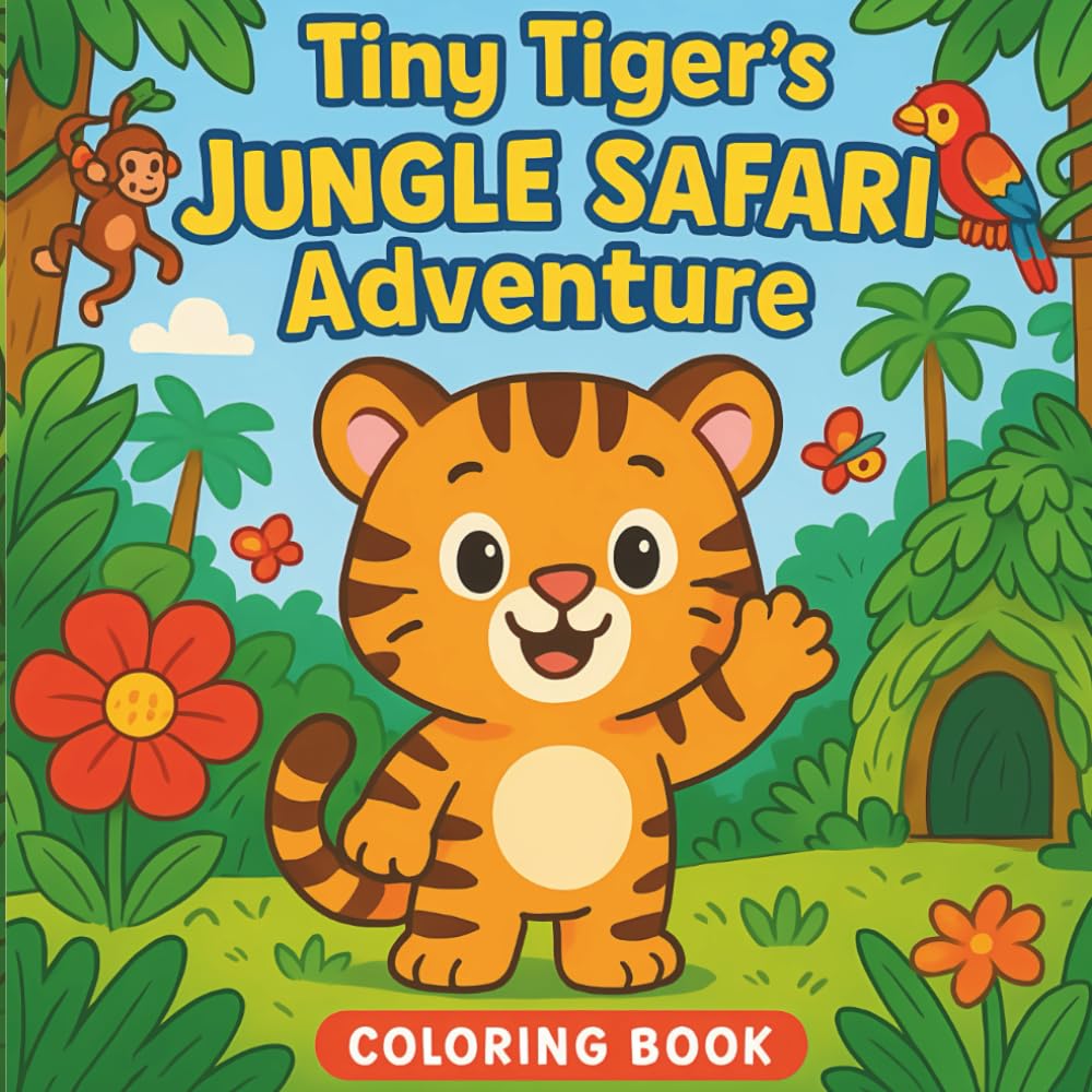 Tiny Tiger's Jungle Safari Adventure: A Tiger's Jungle Safari Coloring Book For Kids Ages 3 - 8