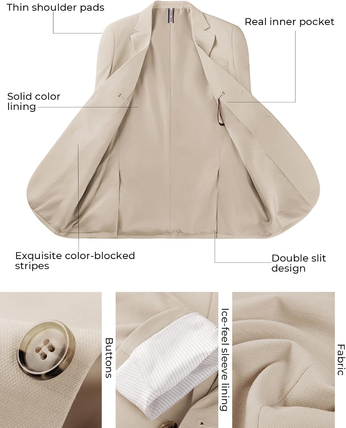 PJ PAUL JONES Mens Casual Blazer Sport Coats Two Buttons Lightweight Suit Jacket - Image 5