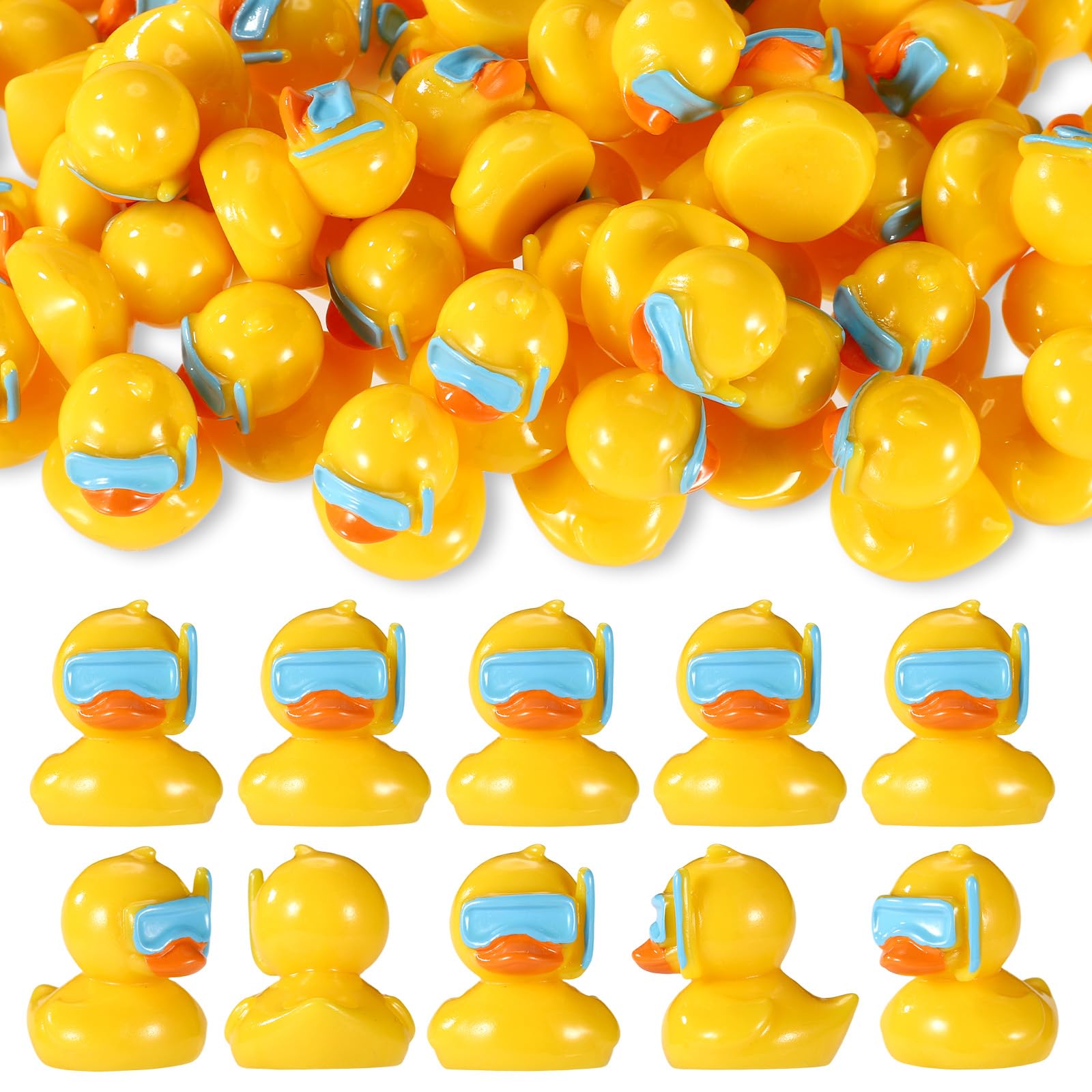 Lyreh 50pcs Summer Themed Mini Resin Ducks