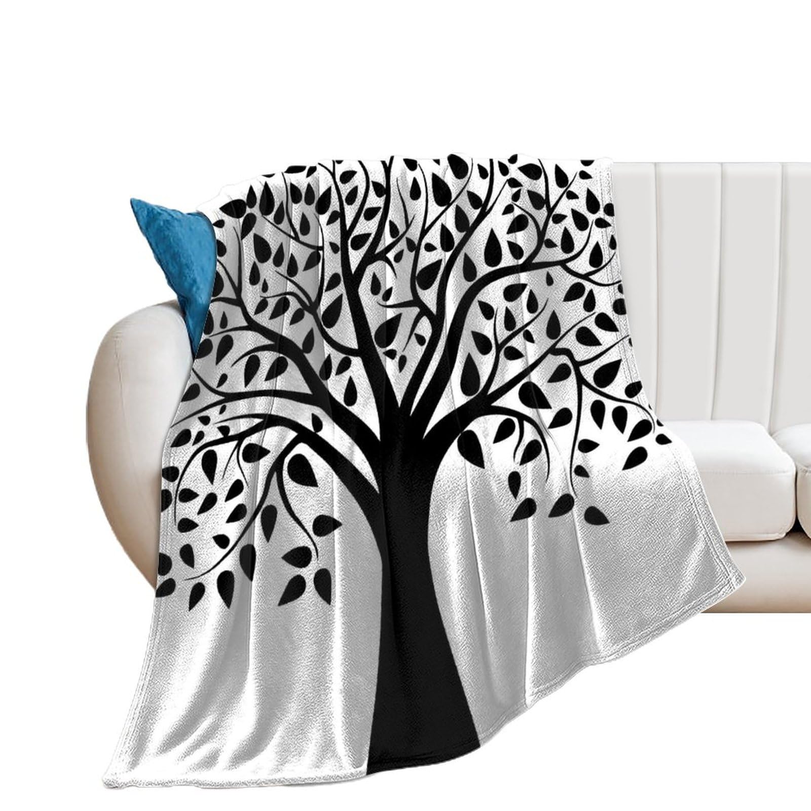 Couverture decorative arbre noir pour des soirées cocooning sur le canapé