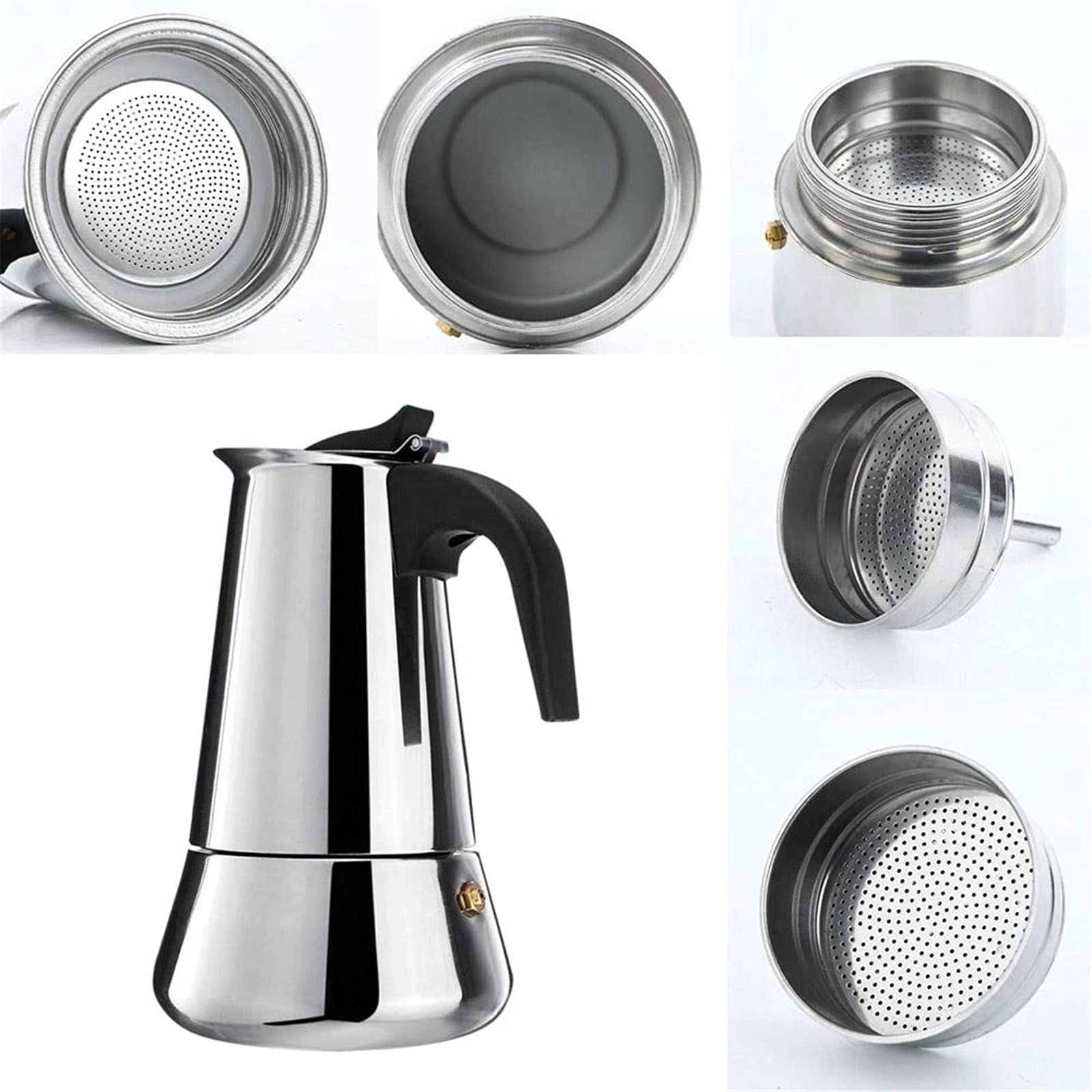 Kawiarka do mokki Ekspres do kawy Mokka Ekspres do kawy ze stali nierdzewnej Mokka Espresso Percolator Ekspres do kawy Prosty w użyciu (kolor: stal nierdzewna, rozmiar: 300 ml) (stal nierdzewna 100