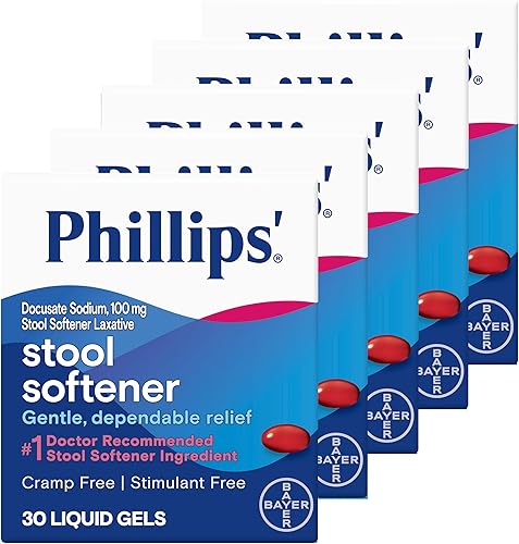 Phillips' Geles líquidos suavizantes de heces, 30 geles líquidos, paquete de 5