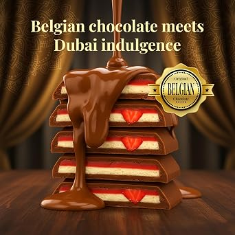 ChocCart Dubai Chocolate Premium Milk Chocolate Bar with Cheesecake & Strawberry Cream Filling, Gourmet Middle Eastern Dessert Chocolate in Luxury Gift Box, Made in Dubai, 95g (3.35 oz)