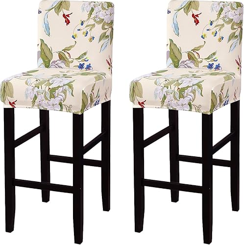 SearchI Juego de 2 fundas para taburetes de bar, elásticas y lavables, fundas para sillas de altura de mostrador para cocina, comedor, cafetería