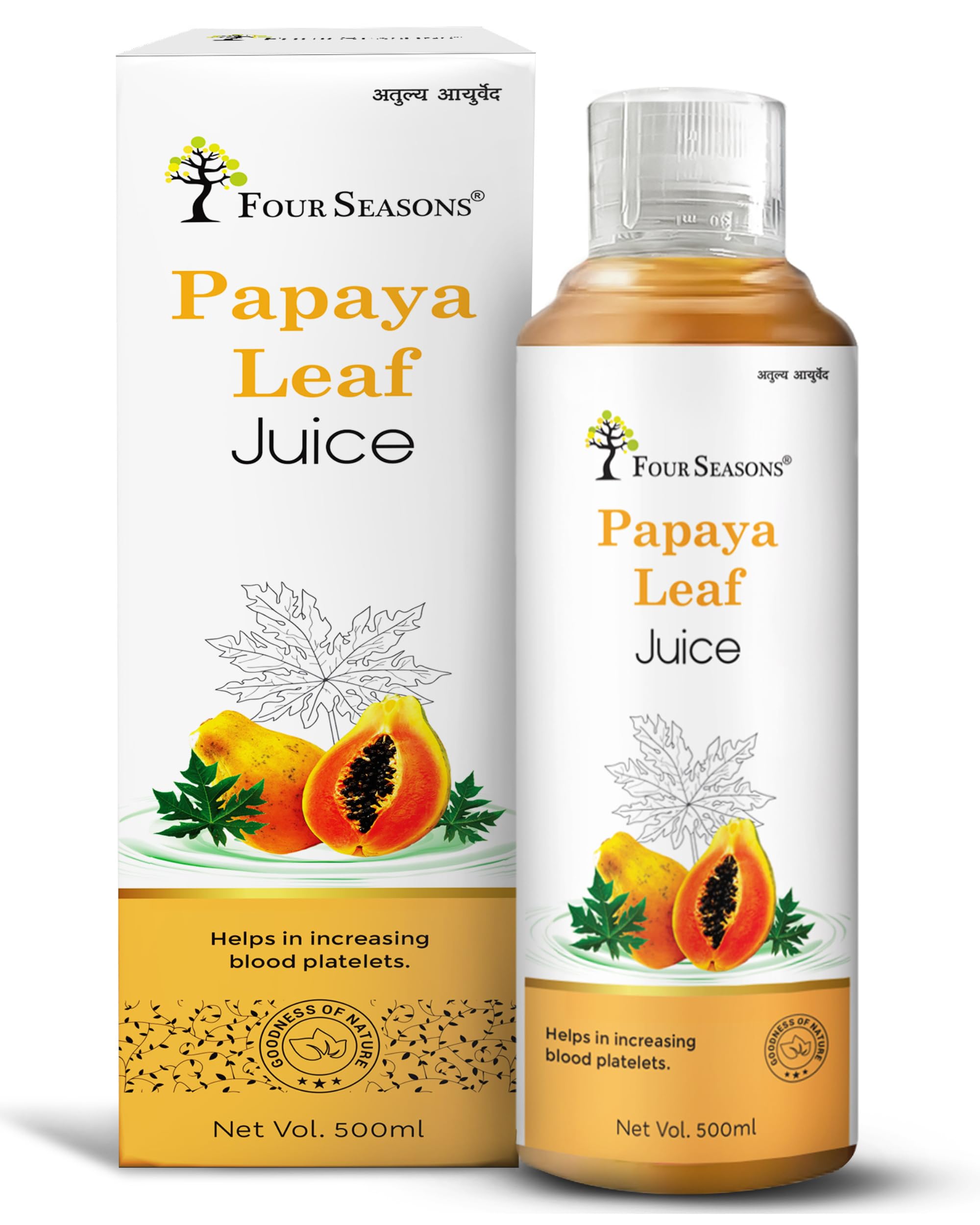 Four Seasons Papaya Leaf Juice 500ml | Helps to Boost Platelets Count | Boosts Immunity | Good for Hair & Skin | Maintain Blood Sugar Level - Improve Digestion (1) (B0CS669V3L) Amazon Price History, Amazon Price Tracker