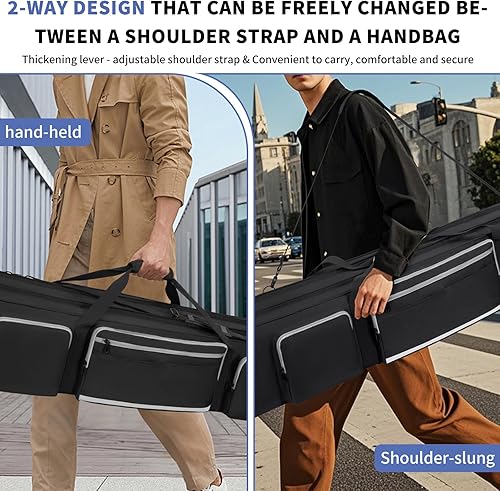 Miniatura 7 de Funda de transporte para trípode, bolsa de trípode resistente de 40.6 pulgadas con divisor acolchado, bolsa de soporte de luz con doble cremallera