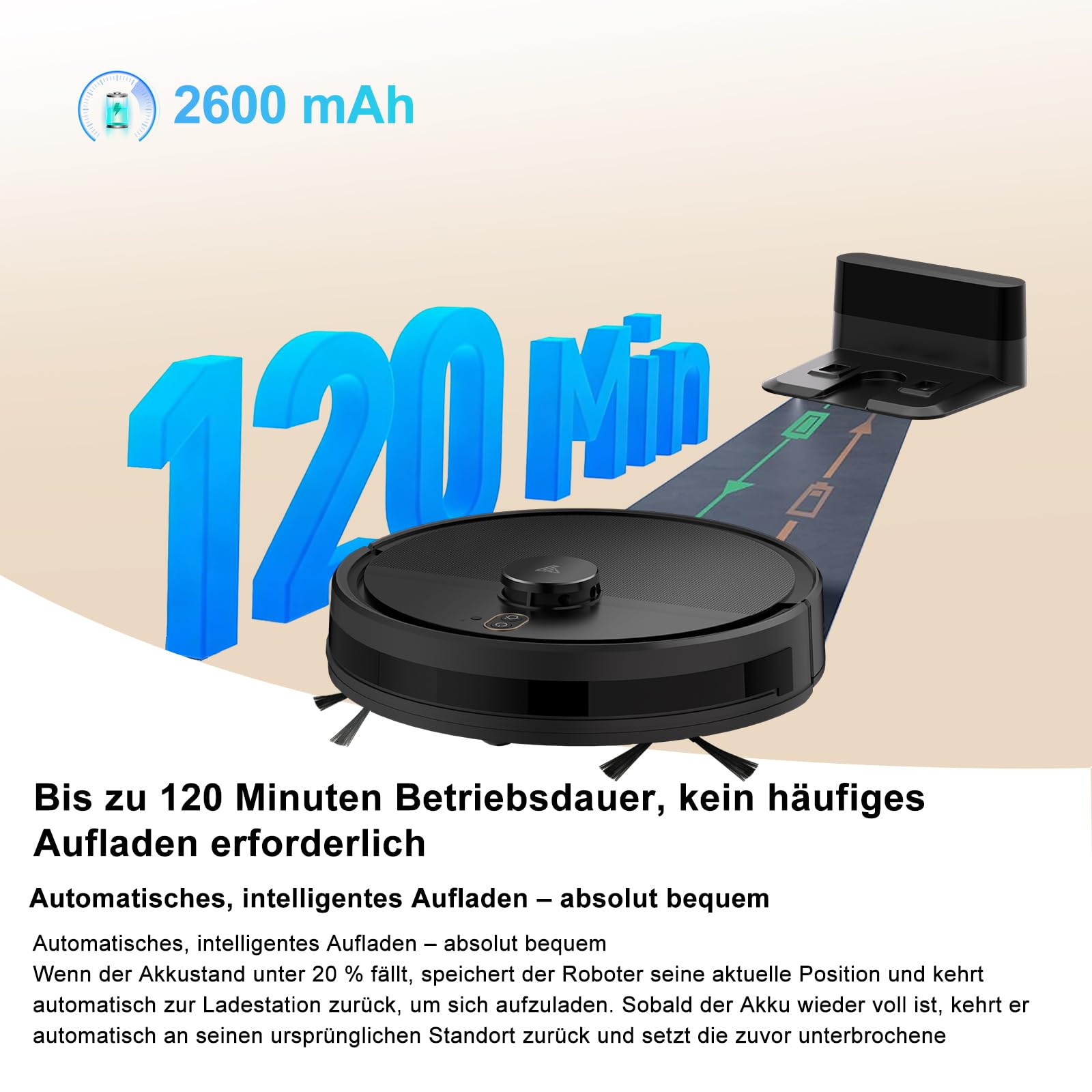 Saugroboter mit Wischfunktion bis zu 5000Pa LiDAR Navigation 5 Karten | 2 in 1 Staubsauger Roboter Sturzsicherung, Selbstladend, Teppichen mit Kurzem Flor und Harten Böden, App/Alexa-Schwarz
