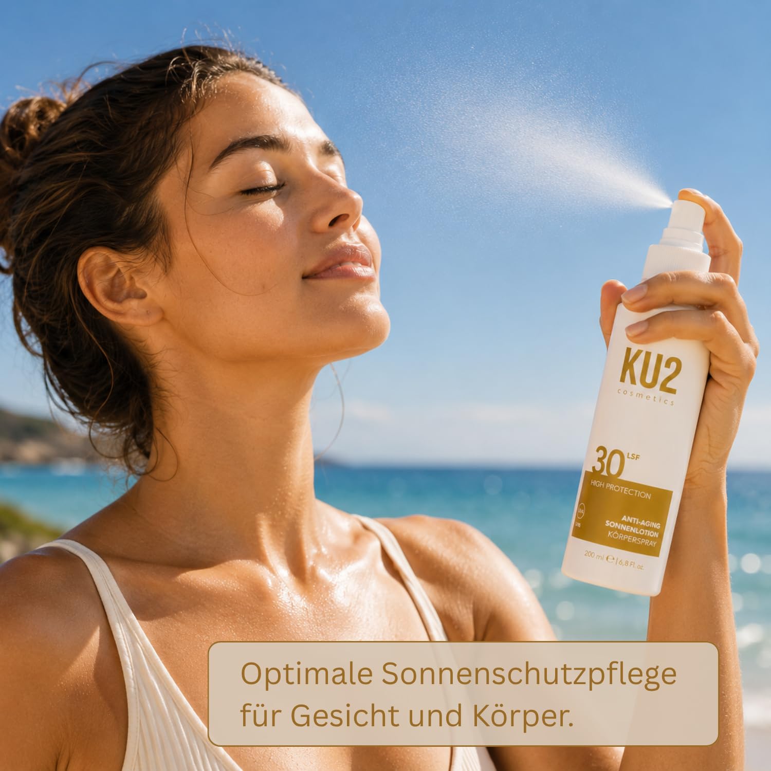 KU2 Anti-Aging Sonnenschutz X 3 – Sonnencreme Gesicht LSF 50 + Sonnenlotion Körper & Gesicht LSF 30 + Sonnenspray SPF 30 – UVA/UVB Schutz – Feuchtigkeitsspendend