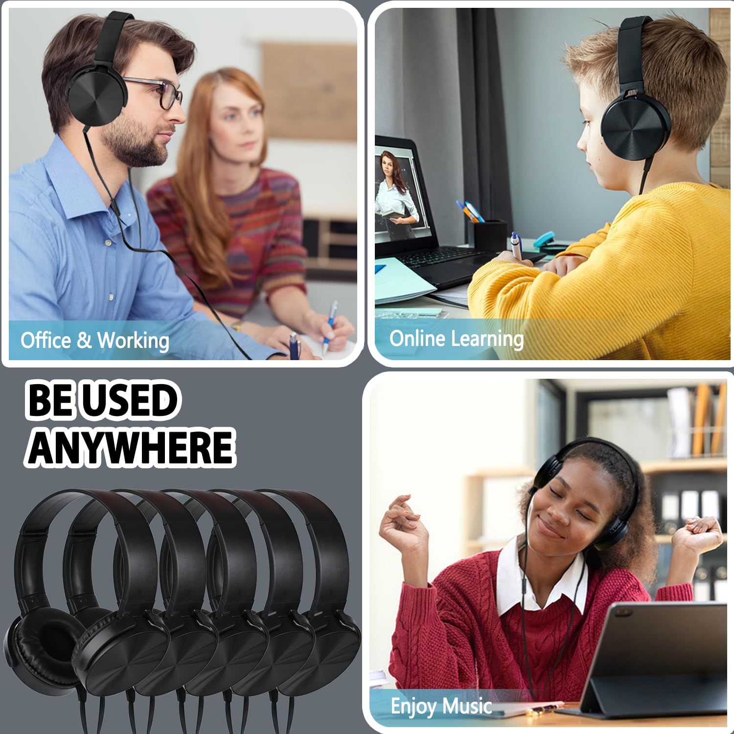 Auriculares a granel con micrófono, paquete de 10 para niños en el aula, auriculares de alambre resistentes con juego de clase de micrófono para estudiantes escolares, adolescentes y niños