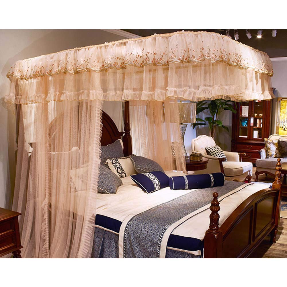 Princess Bed Canopy,4 Corner Canopy Net,romance Curtain Netting Bed Drapes,elegant Lace Canopy Net For Double,king Size Beds-g Twinch2
