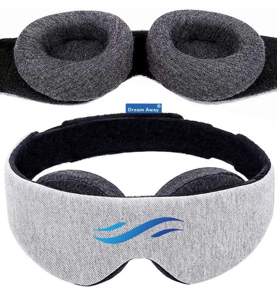 DreamAway - Mascara para dormir - 100% Anti-Luz, Ajuste Personalizado, Materiales Suaves y Transpirables - Gris