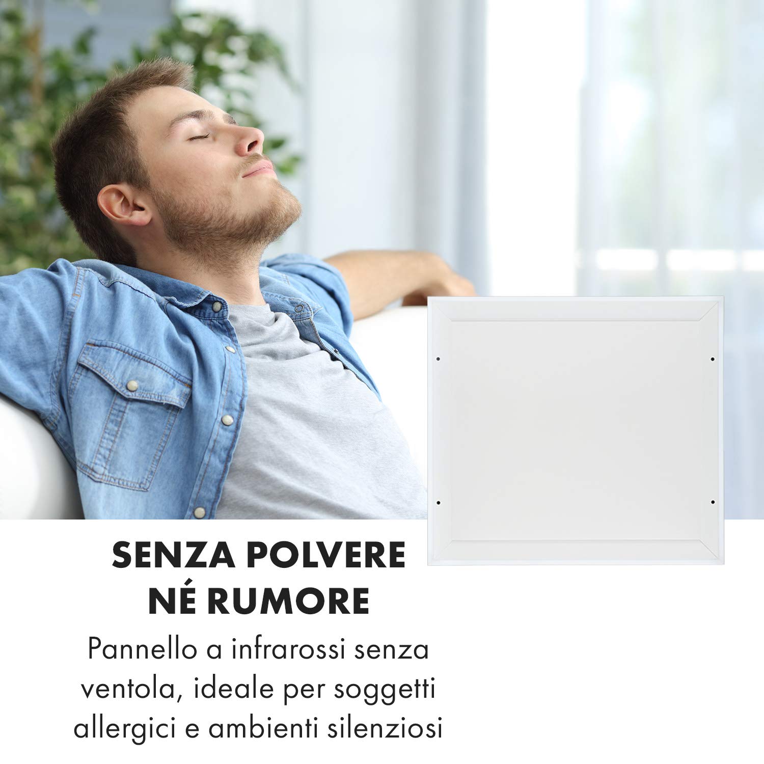 Klarstein Smart Stufa Elettrica Basso Consumo, Termoconvettore a Parete 350W Termosifone Elettrico, Riscaldamento Elettrico, Pannello Radiante Infrarossi, Lampada Riscaldante, Telecomando, IP52 No CO2
