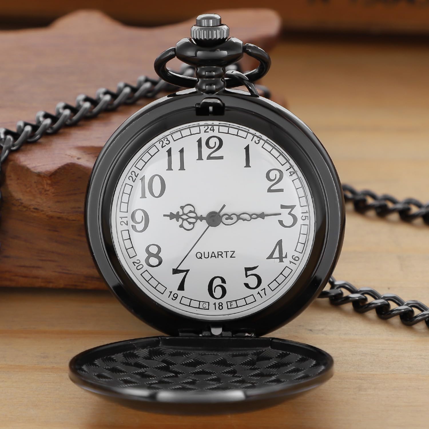 Locomotive Bronze Pocket Watch for Men,Arabic Numerals White Dial Pocket Watches for Men, Men's Pocket Watch with Chain