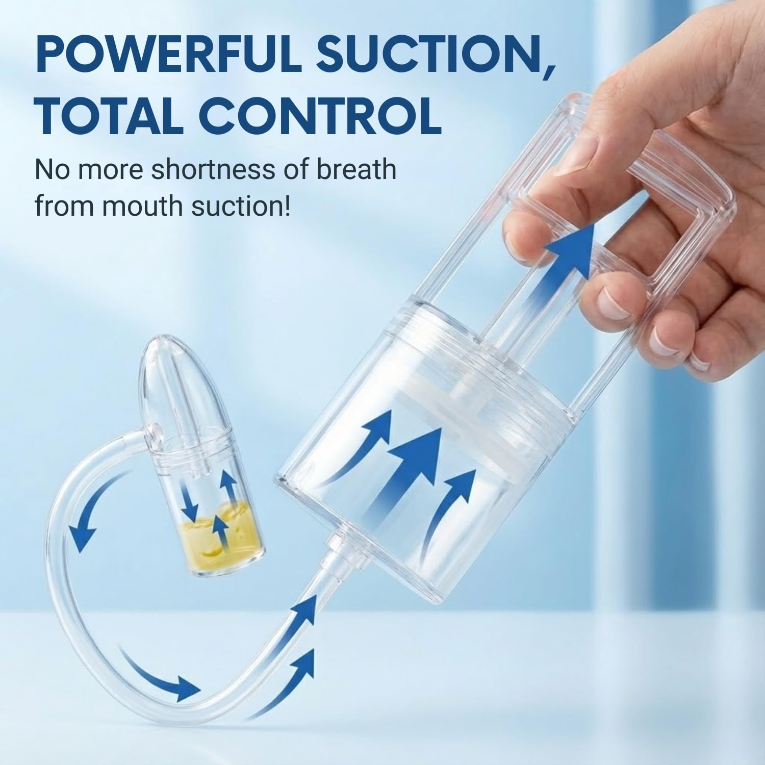 Aspirador Nasal Bebé Manual con Bomba – Sacamocos Potente e Higiénico sin Succión Bucal – Punta de Silicona Suave Antirreflujo – Limpieza Nariz Recién Nacido y Niño – Fácil de Lavar y Portátil