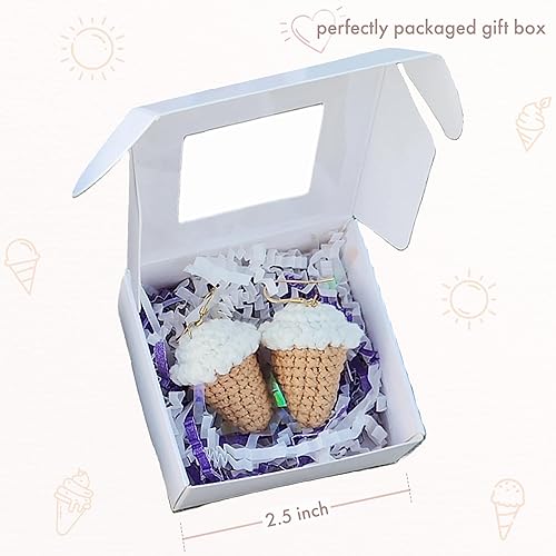 Vista 4 de Crochet Earrings - 100% HANDMADE Hypoallergenic Jewelry Cute Women's Gift (Ice Cream Cone - Cream Vanilla) Baby Chick,Ice Cream Cone - Cream