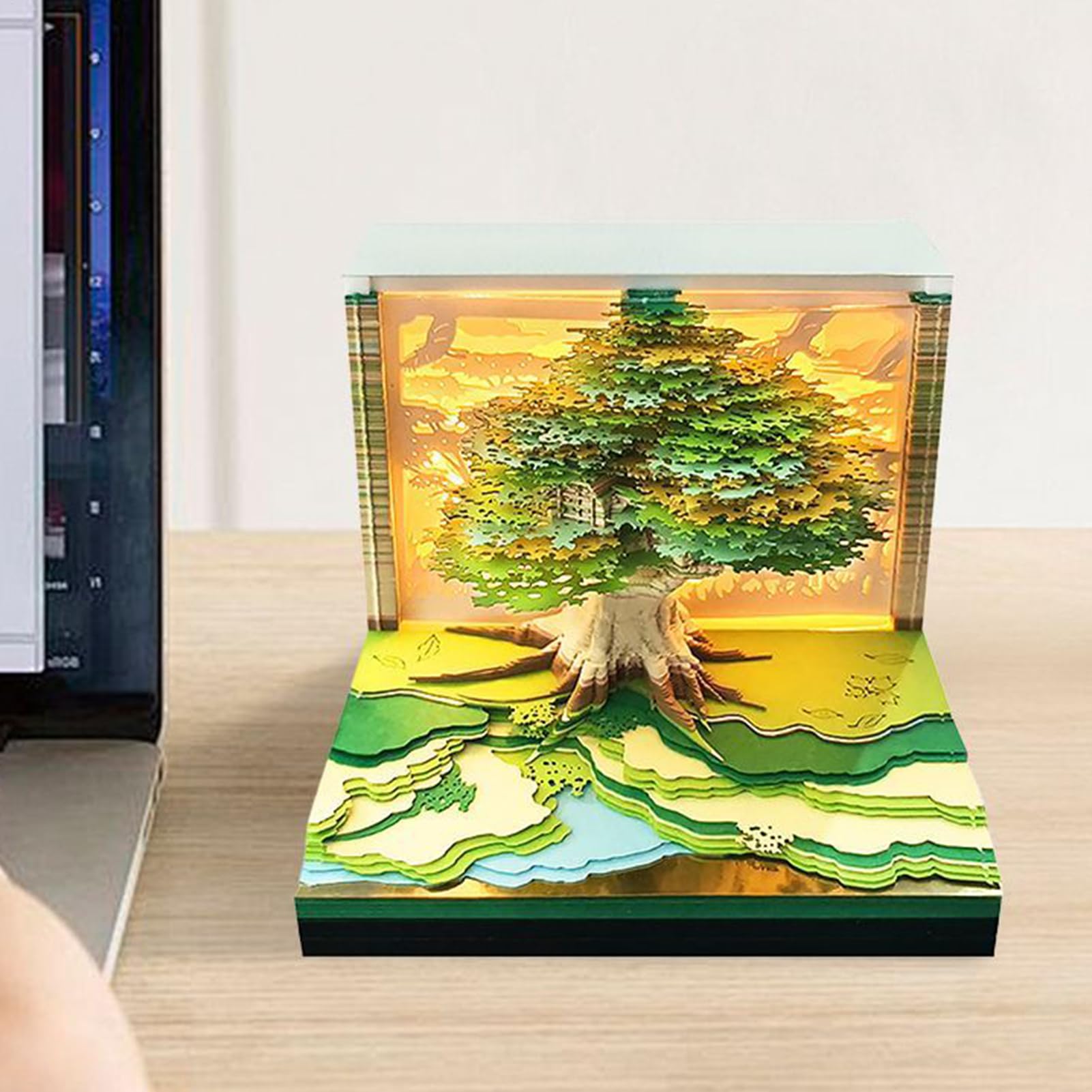 3D Memo-Pad-Kalender 2026 Abreiß-Notizblock Zeitkunst | Abreißbarer Notizblock mit Schnitzkunst-Motiv Für Erntedank Weihnachten Einweihung Schreibtisch Tischdekoration