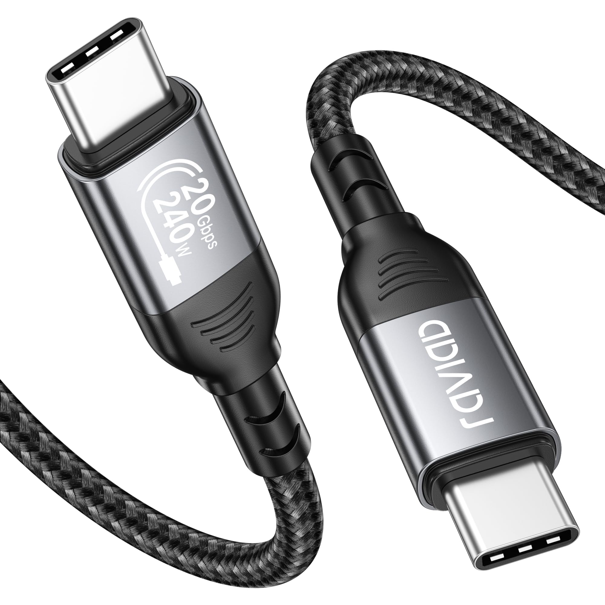 RAVIAD USB C Kabel auf USB C 2M, 100W 240W 20Gbps USB C 3.2 Gen2 x 2 Datenkabel, PD 3.1 Schnellladekabel, 8K@60Hz 4K@60Hz Videoübertragung für iPhone 16/15, Galaxy S25/S24/S23, MacBook, SSD, Monitor