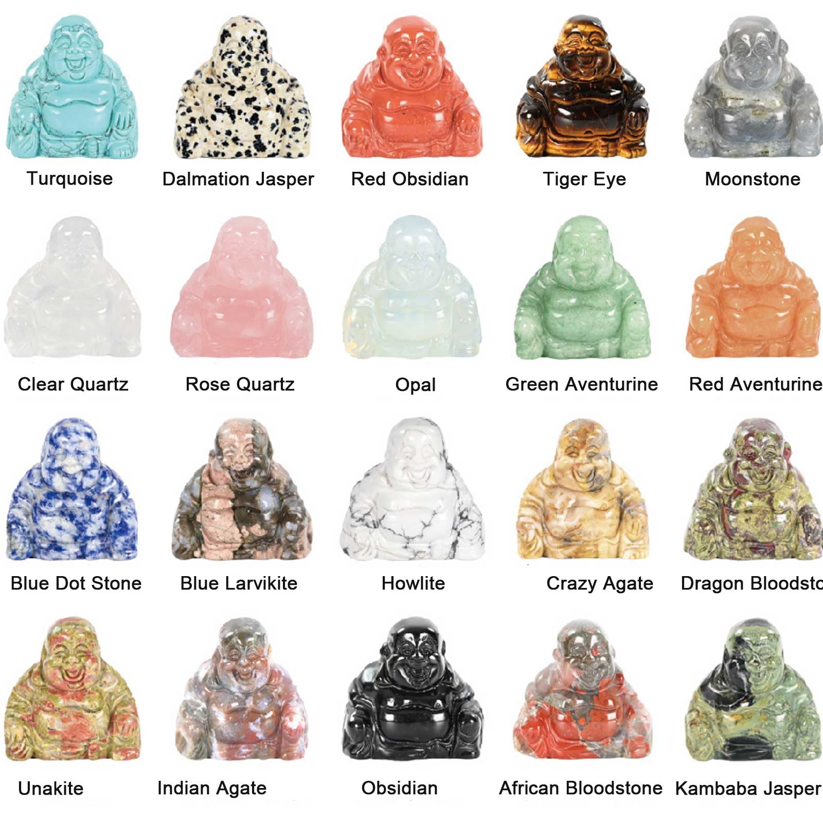 5 Stück Kristalle Buddha handgeschnitzte Heilsteine ​​Figur