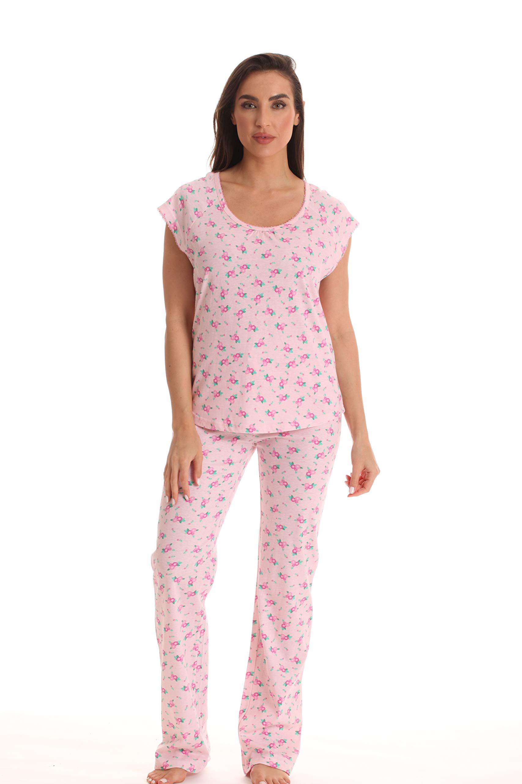 Dreamcrest Pajamas for Women Cotton PJ Pant Set with Cap Sleeves
