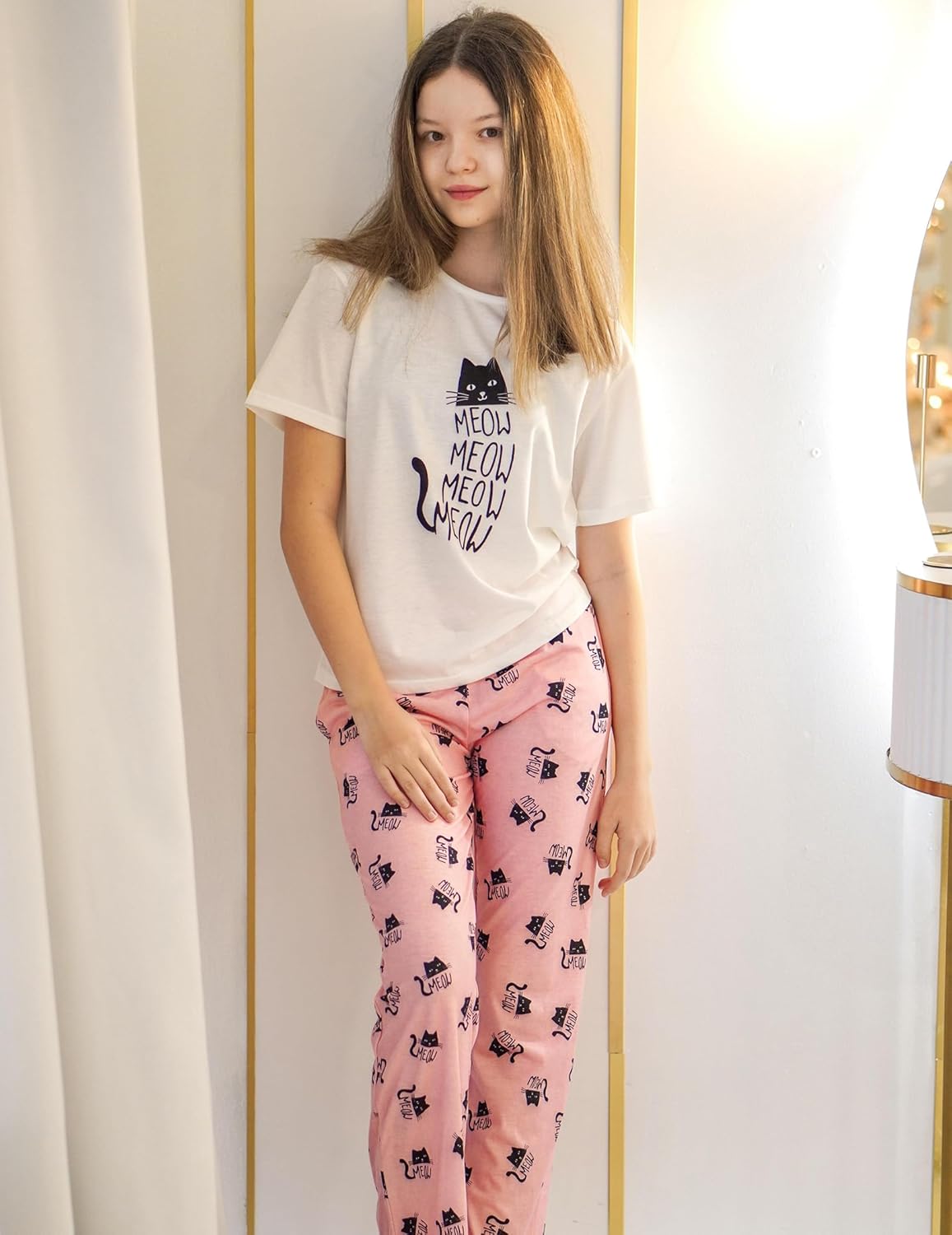 Arshiner Girls Pajama Set 3 Piece Short Sleeve Sleepwear Summer Soft Cute Pjs Outfits - Image 6