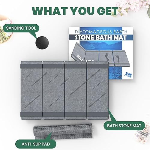 Miniatura 6 de Tapete de baño plegable de piedra, antideslizante y de secado rápido, tapete de ducha de tierra de diatomeas natural, multifuncional, ecológico,