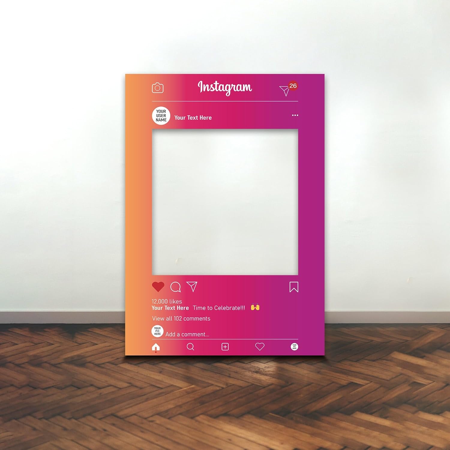 CUSTOMISABLE INSTAGRAM FRAME Personalised Gradient Instagram Selfie