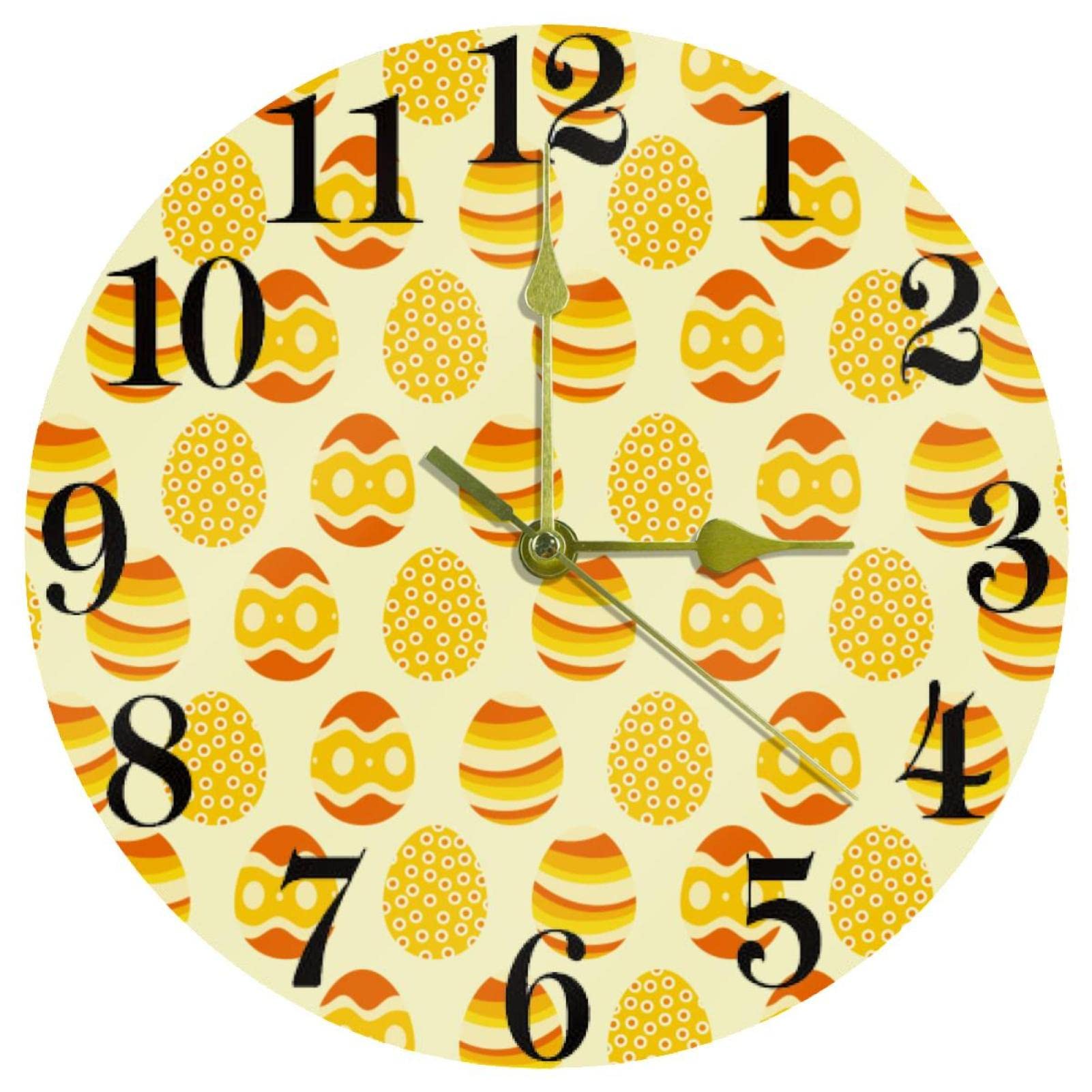 Horloge murale silencieuse à quartz jaune sans tic-tac pour un sommeil serein