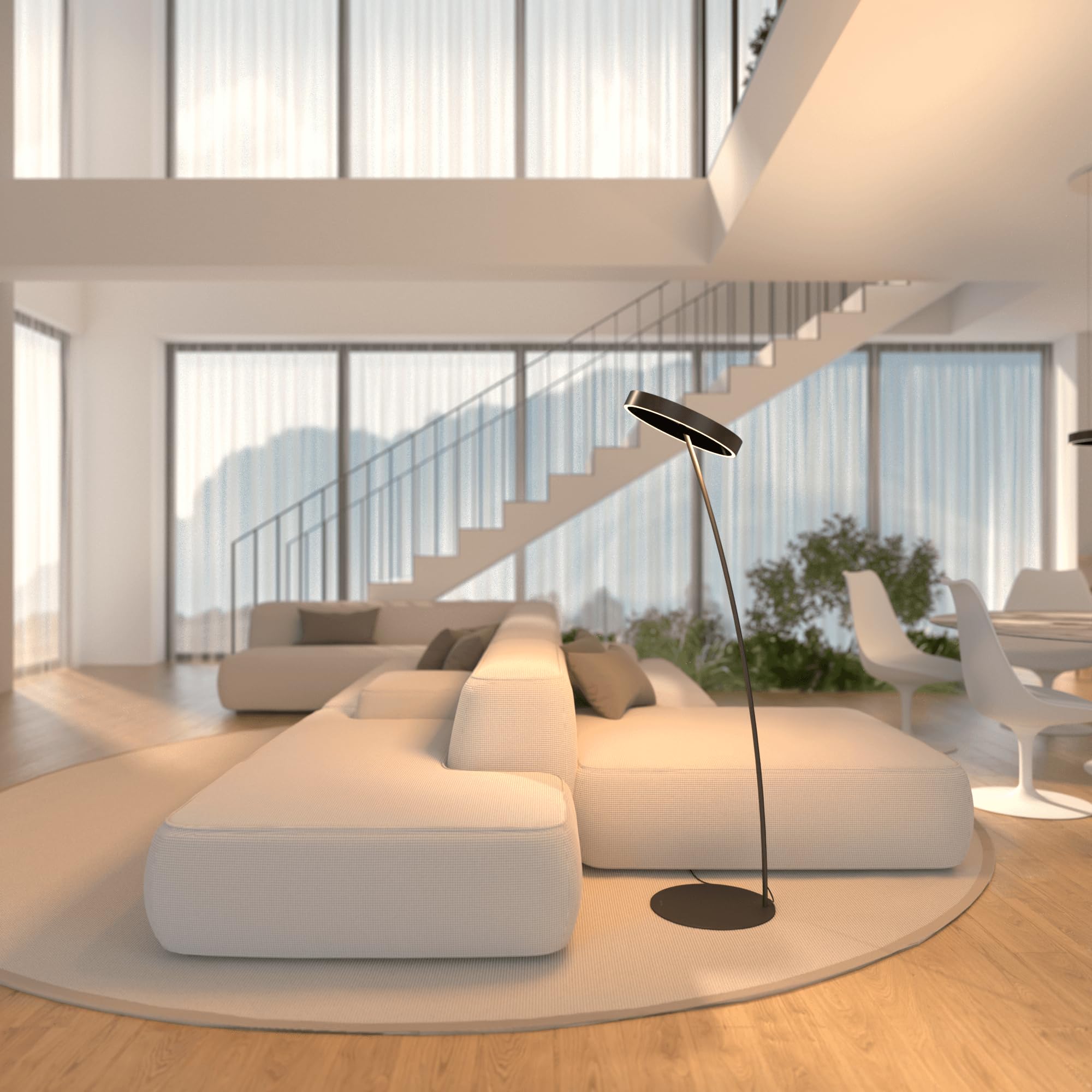 NEONA SOLA LED Stehleuchte Schwarz Aluminium Dimmbar, Stehlampe mit Fernbedienung warmweiß bis kaltweiß 180° Schwenkbar, Wohnzimmer Leselampe (Schwarz)