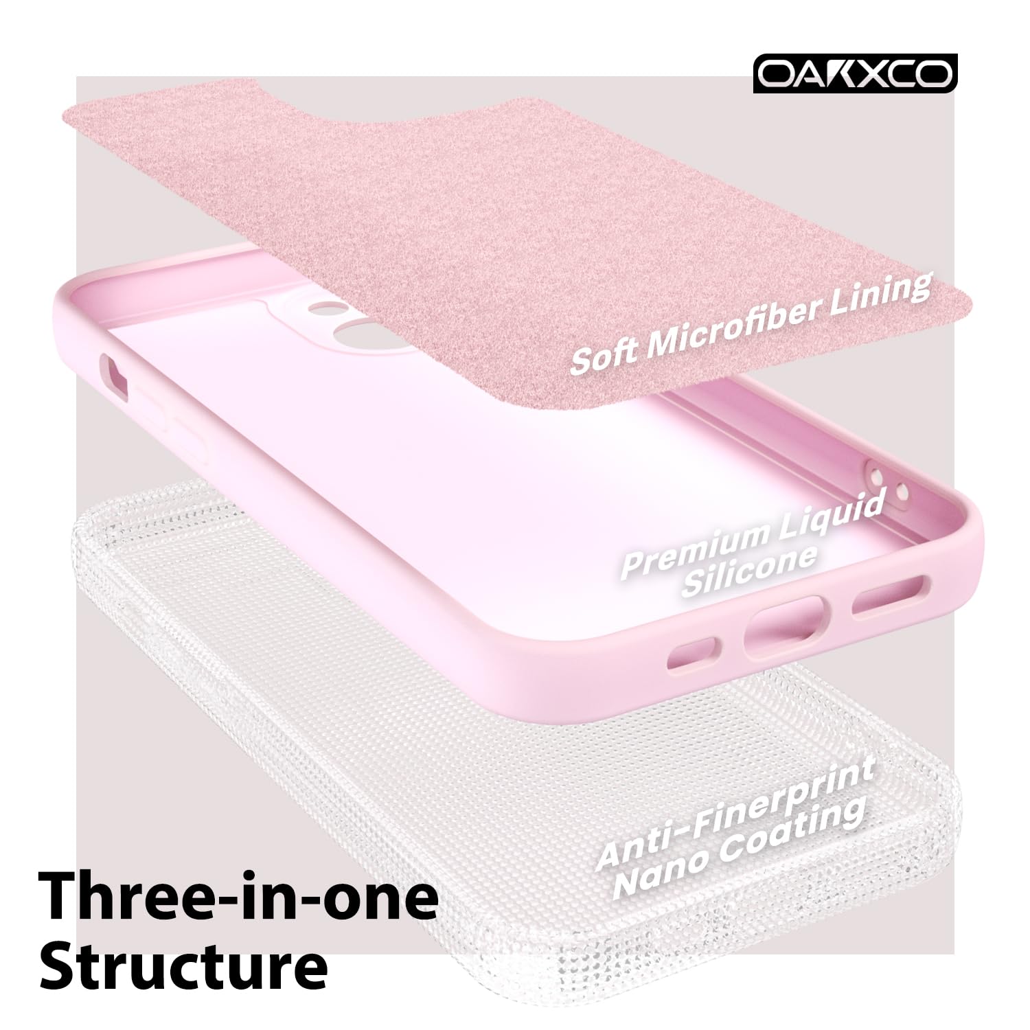 oakxco for iPhone 16 Pro Max Case Liquid Silicone, Soft Rubber Gel Elegant Aesthetic Basic Simple Cover, Cute Thin Slim TPU Matte Solid Color Plain Smooth Case for Women Girl, Light Pink — view 1292